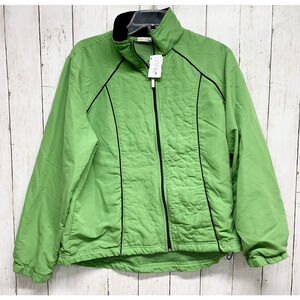 Vintage Kim‎ Rogers Jacket Women Size Large Green Collared Full Zip Long Sleeve